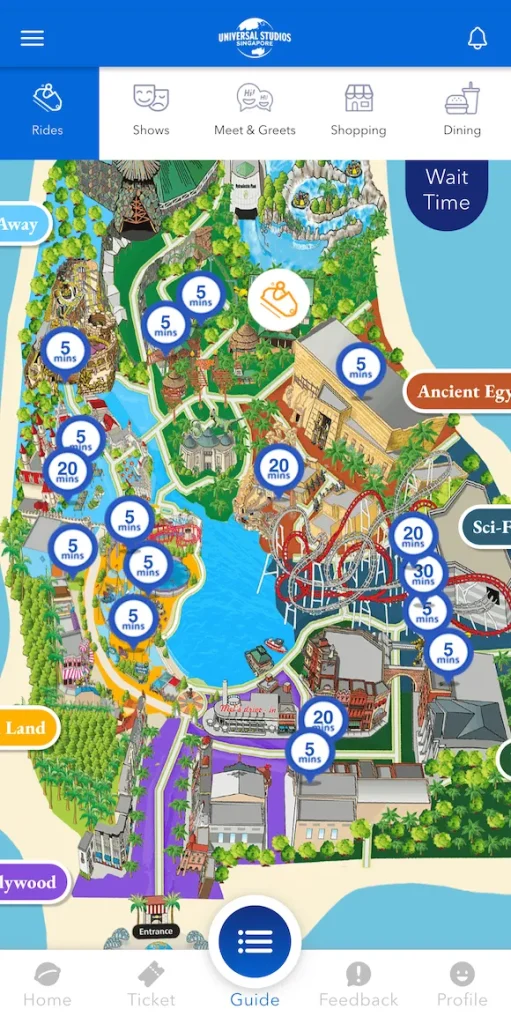 USS平日空いてる時間の待ち時間