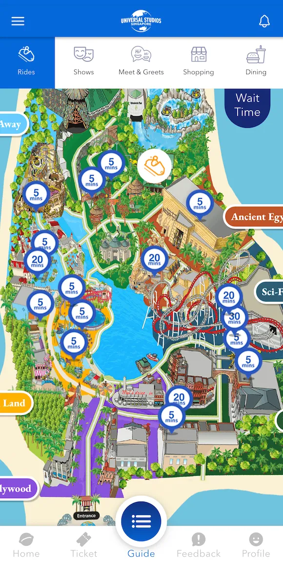 USS平日空いてる時間の待ち時間